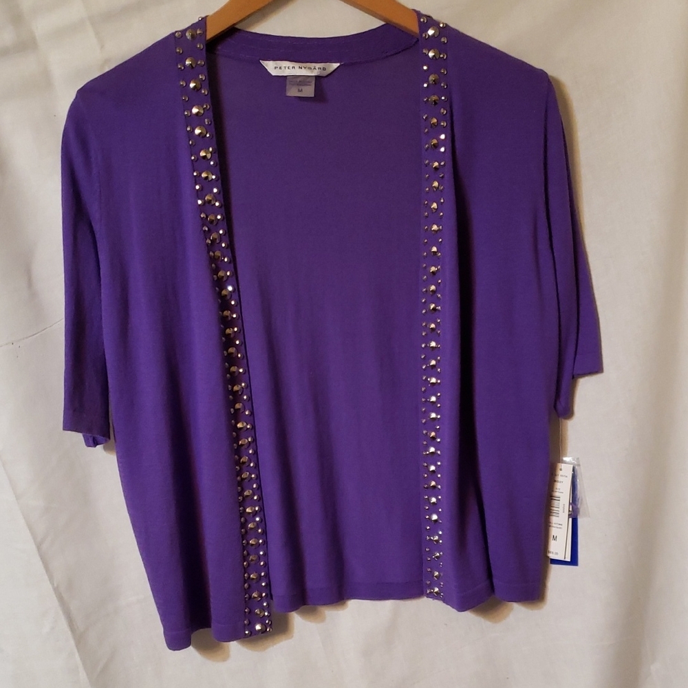 Peter Nygard Purple Cardigan with Stud Accents